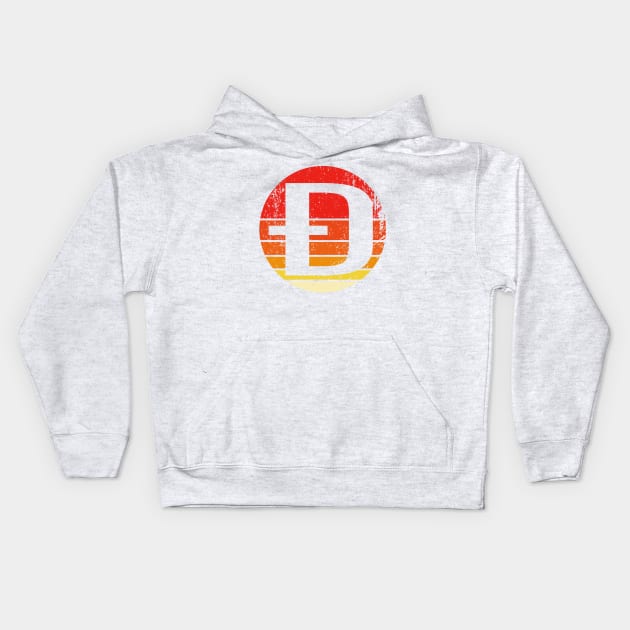 Dogecoin Vintage Sunset Kids Hoodie by CarlsenOP